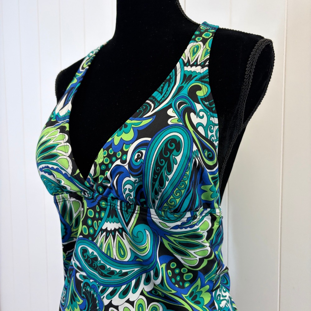 Retro Paisley Halter Tankini Top